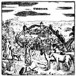 Торжокский кремль. Репродукция с гравюры А.Олеария. XVII век.